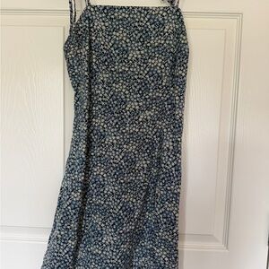 Abercrombie & Fitch Navy Floral Midi Slip Skirt